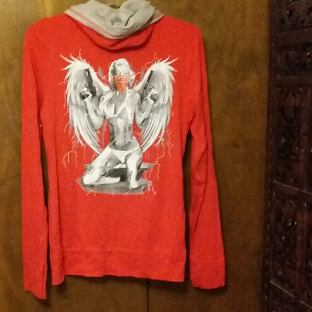 BIKER CLOTHING COMPANY RED AND GRAY MARILYN HOODIE